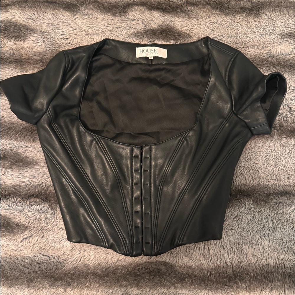 Black leather Corset